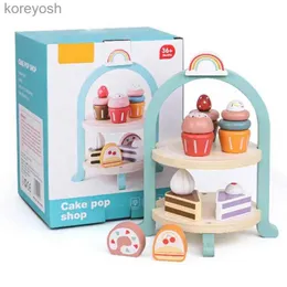 Küchen Spielen Essen Vorgeben, Küche Spielzeug Mädchen Royal Nachmittagstee Spielset Kinder Spielen Haus Spielzeug Simulation Holz Eis Dessert Kuchen zubehörL231104