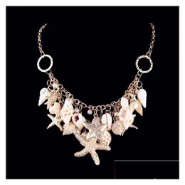 Colares Pingente Atacado Nova Moda Praia Wind Shell Conch Star Pingente Colar Moonlight Gemstone Ocean Element para Mulheres Jóias Dhovb