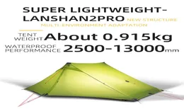 الخيام والملاجئ 3F UL GEAR LANSHAN 2 PRO PORENT Outdoor Undralight Camping Tent 34 Season Professional 20d Siliconcoated8326509