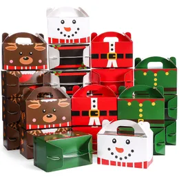 Juldekorationer behandlar lådor Santa Elf Snowman Elk Xmas kartong Present Candy Cookie med handtag Holiday Party Favor Supplies Amxk7