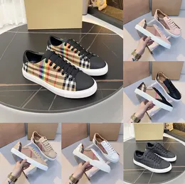 Designer kvinnor läder sneakers snörning check skor vintage check-tryck canvas casual skor