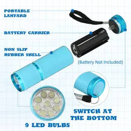 키 체인 손전등은 어린이 미니 토치 9 LED 휴대용 휴대용 핸드 헬드 광선으로 빛나는 여자 캠 캠 하이킹 ammo6