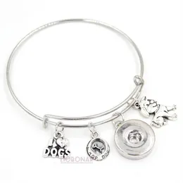 Whole Snap Button Jewelry Animal Bracelet Pet I love Dogs Charms Bracelet Wire Bangle Snap Button Bracelets for Dog Lover Gift2809