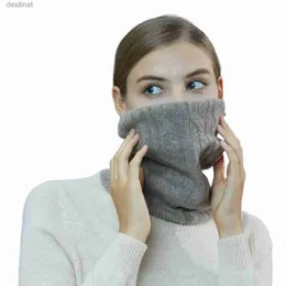 Scarves LONGMING New Women Scarf 100% Merino Wool Knitted Neck Warm Winter Collar Scarves Lady Fall Fashion Heated Snood Muffler for ManL231104