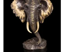 銅ブラスチャイニーズクラフトアジアンモダン彫刻ブロンズスタチュエットフェンシュイ彫像ゾウヘッドバスト彫刻青銅9661461