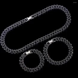 Chains Hip Hop Black Miami Curb Cuban Chain Necklace Fashion Iced Out Rhinestones & Bracelet Anklet Chaine Rapper Jewelry