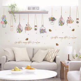 壁のステッカーサボテン鉢植え花植物ホーム装飾リビングルームキッチンウィンドウPVCデカールdiy壁画アート1