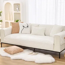 Pokrywa krzesła super miękka pluszowa sofa sofa pikowania przeciwpoślizgowe częściowe siedzenie w paski.