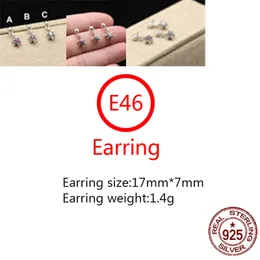 E46 S925 Reines Silber Ohrstecker Personalisiert Mode Hexagramm Stern Set Diamant Buchstabe Punk Street Dance Style Ohrringe Schmuck Ohrringe als Geschenk für Verliebte