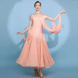 Stage Wear Romantic Pure Powder Modern Dance Costume Fairy Dress Waltz Diamond Inlaid National Standard