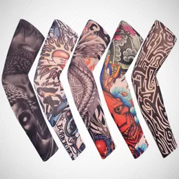 Knee Pads 1Pcs Outdoor Cycling Sleeves Elastic Men Fake Temporary Tattoo 3D Printed Armwarmer UV Protection Ridding