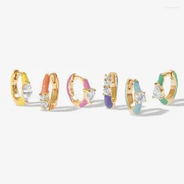 Orecchini a cerchio smalto pastello CZ Mini piccolo orecchino Huggie per donna Set da 6 pezzi Gioielli multi piercing color oro