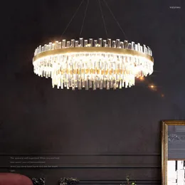 Chandeliers Pendant LightsLED Modern Crystal Luxury Living Room Dining Drop Lamp Double-layer Ring Indoor