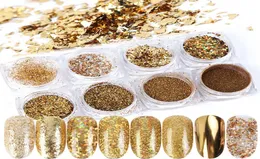 8 Boxset Mirror Nail Art Glitter Powder Dust Holographic Gold foil Flakes Circle Sequin Manicure Nails Decoration7039845