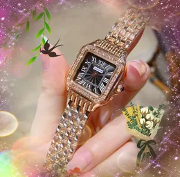Fashion Square Roman Tank Dial luxury Watch Quartz Movement full stainless steel diamonds ring clock High Quality women lovers wristwatch gifts