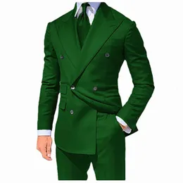 Herrdräkter blazrar Gentlemen's Double Breasted Tuxedo för bankett Prom Dancing Blazer Jacket Wedding 2 Pieces Business 230404