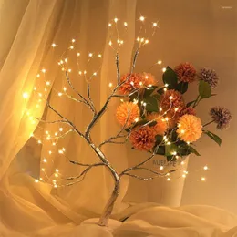 Lâmpadas de mesa Niclux LED Desk LED Decorativa Mini árvore de Natal Pearls Luzes de fada Lâmpada de guirlanda de arame de cobre para quarto decoração da sala