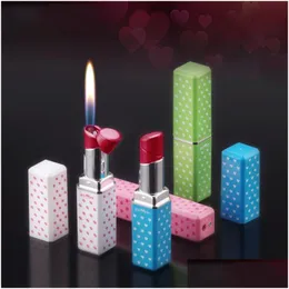 Lighters Creative Mini Lighter Butane Gas Refillable Lipstick Shape Cigarette Lighters For Women Nice Gift Drop Delivery Home Garden H Dho0O