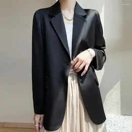 Women's Suits Satin Acetate Suit For Woman Jacket Ladies Drape Silky Soft Long Sleeve Sun Protection Clothing Coats Lapel Fashion
