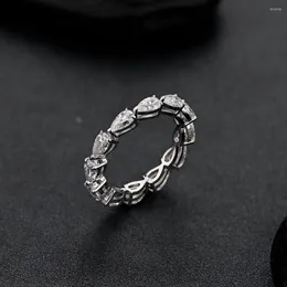 Cluster Ringe Trendy 925 Sterling Silber 5 3mm Birne 5A Zirkonia Ewigkeit Für Frauen Fein S925 Schmuck High Carbon Diamant Ring Geschenk