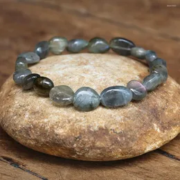 Charmarmband 8-10 mm oregelbunden labradorite sten pärlsträng armband kvinnor par vänskap handgjorda diyjewelry