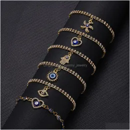 Charme pulseiras novo azul mau olho pulseiras para mulheres mão coração starfish charme cristal tênis cadeia bange feminino moda festa jóias dhvhc