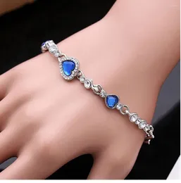 Armreif Ozean Herz Kristall Strass Armband für Frauen Mädchen Edelstahl Kette Armbänder Charms Armreifen Schmuck Geschenke