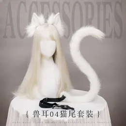 Catsuit kostymer handgjorda djur öron kvinnor flicka huvudbonader cosplay katter öron svansar hår tillbehör hoop för halloween fest