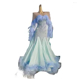 Scen Wear Ballroom Dress High-End Customized Warm Down With Diamond Dance Kjol Tango Waltz Adult Professional Clothing