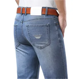 Jeans da uomo Primavera Estate Denim sottile Slim Fit Pantaloni dritti piccoli di marca europea americana di fascia alta XL872-4