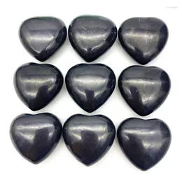Dekorativa figurer släpper 1pc naturlig svart shungite kärlek hjärtformade ädelstenar mineralhelande sten reiki diy stenar och kristaller