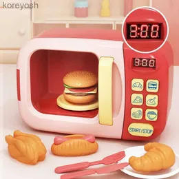 Kitchens Play Food Children Kitchen Toys Pretend Play Simulation Mini Microwave Oven Cutting Food Role Play Game Educational Toy for Children GirlsL231104