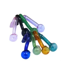 10MM MALE Pyrex Thick colorful Glass Oil Burner pipe Glass smoking Pipe hand somking pipes Glass Tube Oil Pipes