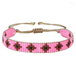 Strand Kelitch Pink Color Miyuki vaxrep wrap armband handgjorda multi-mönster vänskap