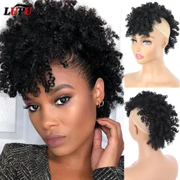 Chignon Lupu sintético Chignon Afro Puff Kinky Hair Curly Bun Mohawk Ponytail Clip em extensões de cabelo com seis clipes para mulheres negras 230504