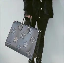 2023 Totes Designer Bags Embossed Flower Monograms ONTHEGO GM MM Womens Handbag Tote Shoulder Bags