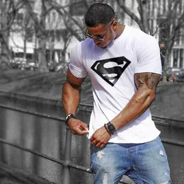 Erkek Tişörtleri Yaz Erkekler Fitness T-Shirt Superman Sports Kısa Kollu