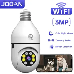 베이비 모니터 Jooan 3MP WiFi PTZ IP 카메라 E27 전구 카메라 색상 야간 자동 추적 보안 카메라 홈 감시 카메라 모니터 Q231104