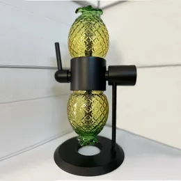 NEU Vier Farben Ananaskopfform Wasserpfeifen Custom 360 Rotating Aluminiumlegierung Glas Gravity Hoodah Bongglas und Ananasglas