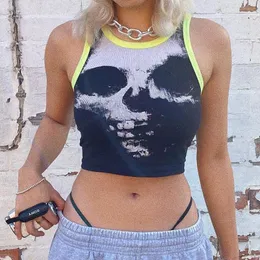دبابات المرأة camis hirigin graphic skull print tops goth dark axaremic girl techwear convers