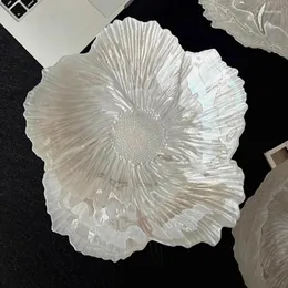 プレートクリスタルガラス皿サラダボウルヨーロッパ家庭用食器ツールフルーツデザートシンプルパールライトプレートフラワーシェイプトレイ