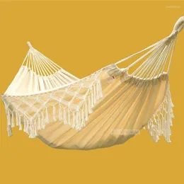 Camp Furniture Bohemia Tassel Style 2 Person Outdoor Portable Camping Beach Hammock Cotton Home Balcony Garden Swing Hanging Chair