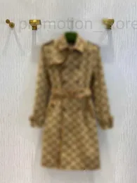 Damen Trenchcoats Designer G Family 23 Frühling/Sommer Double Jacquard Kombination Lederkante Windjacke HL99