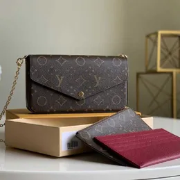 فاخر Felicie Pochette سلسلة نسائية مصمم حقائب المحفظة رسول حقائب جلدية الكتف عالية الجودة زهرة محفظة حقيبة كروسبودي