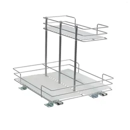 Bath Accessory Set Household Essentials Double-sided 2-Tier Sliding Pantry Organizer 14.57" H X 14.96" W 15.94" D Powder-Coated Steel