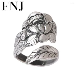 Cluster Ringe FNJ 925 Silber Rose Blume Einstellbare Größe Original S925 Solider Ring für Frauen Schmuck fein