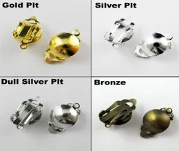 100 piezas de gancho de Clip de almohadilla de bola redonda en los accesorios del pendiente GoldSilverBronzeDull Silver Plt1184572
