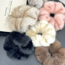 Peluş Scrunchies Elastik Saç Yüzüğü Kış Kadın Kabarık Sahte Kürk Saç Band Sonbahar Kızlar Moda Kafa Süsleme Yumuşak Saç Halat