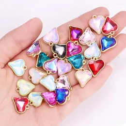 Pendenti e ciondoli 10 pezzi 13 15mm cristallo multicolore fascino del cuore di amore orecchini squisiti ciondolo collana fai da te gioielli romantici di San Valentino