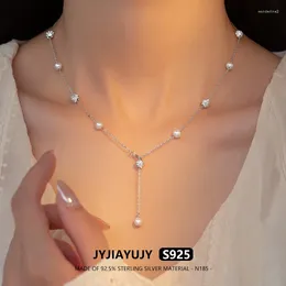 Catene JYJIAYUJY Intero Originale Collana In Argento Sterling S925 6MM Perla Zircone In Magazzino Gioelleria Raffinata E Alla Moda Regalo Uso Quotidiano N185